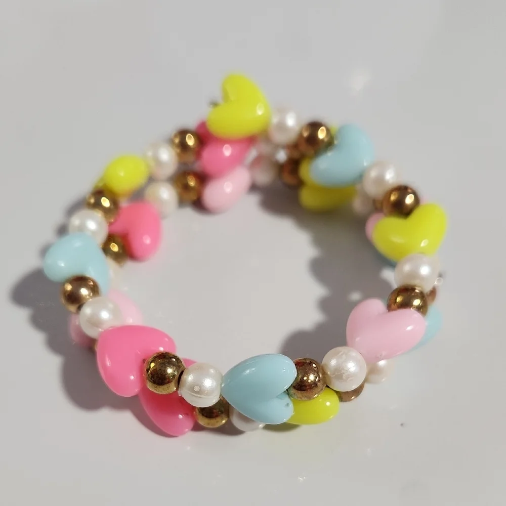 Vibrant Heart Bead Bracelet for Kids